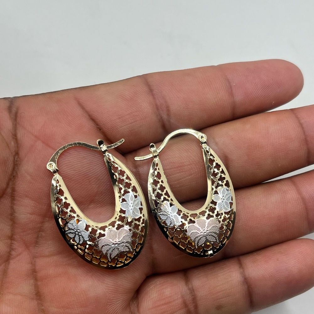 Gold filled Elegant Gold and Silver Hoop Earrings
